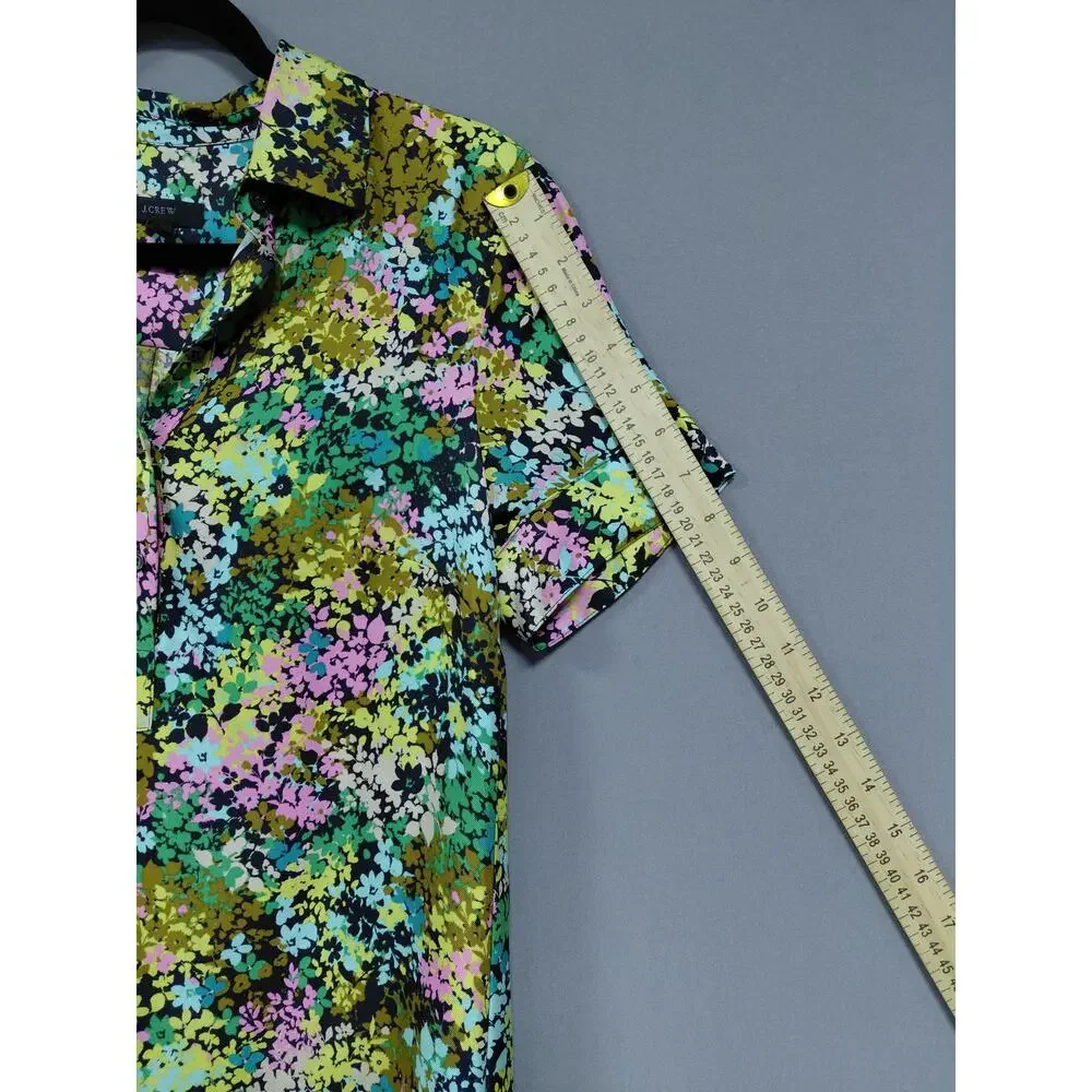 J.CREW Silk Floral Dress Short Sleeve Collared Knee Length Size 0